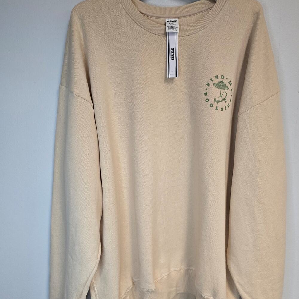 Victoria's Secret Pink crewneck sweatshirt NWT sz XLarge "Find me Poolside"